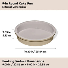 Non-Stick Pro Ceramic Coated Metal Bakeware 9" Round Cake Pan - Biscuit