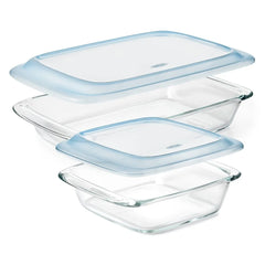 Glass Baking Dish with Lid (2.0 Qt) and Glass Baking Dish with Lid (3.0 Qt) Bundle