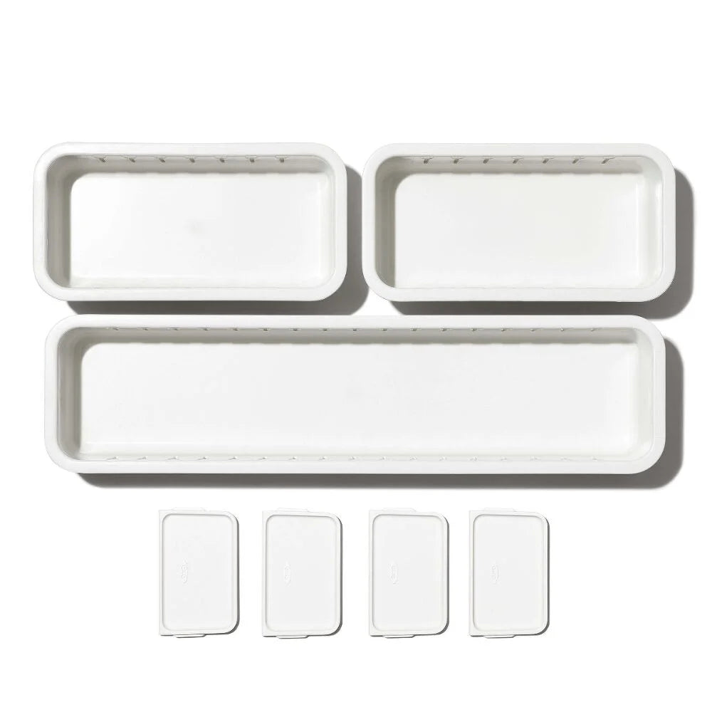 3-Piece Slim Adjustable Drawer Bin Set