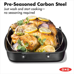 Carbon Steel Obsidian Series Roaster with Rack
