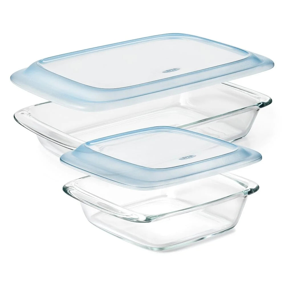 Glass Baking Dish with Lid (2.0 Qt) and Glass Baking Dish with Lid (3.0 Qt) Bundle