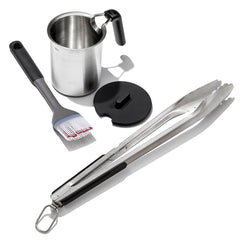 Grilling Basting Pot and Brush Set & Grilling Tongs with Built-In Bottle Opener Bundle