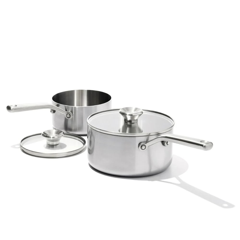Stainless Steel Mira Series 1.7qt And 3.3qt Sauce Pan With Lid